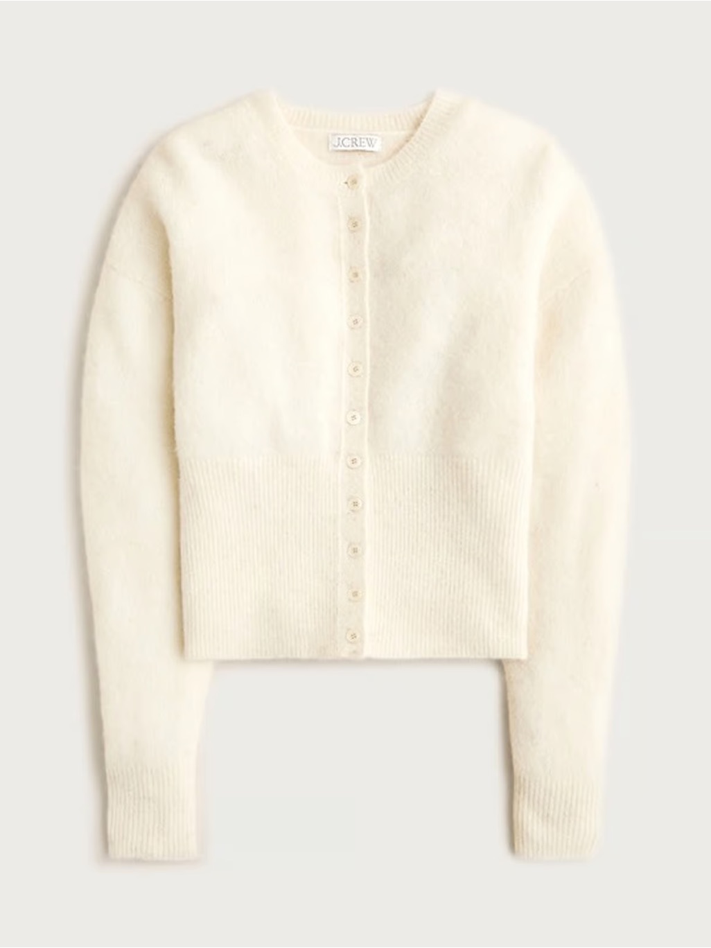 J. Crew High Rib Cardigan In Alpaca Blend, Ivory, M